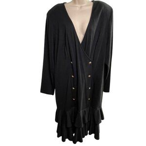 Vintage More Jazz Womens Double Breasted  Black Dress Plus Size 28 Grandmacore u